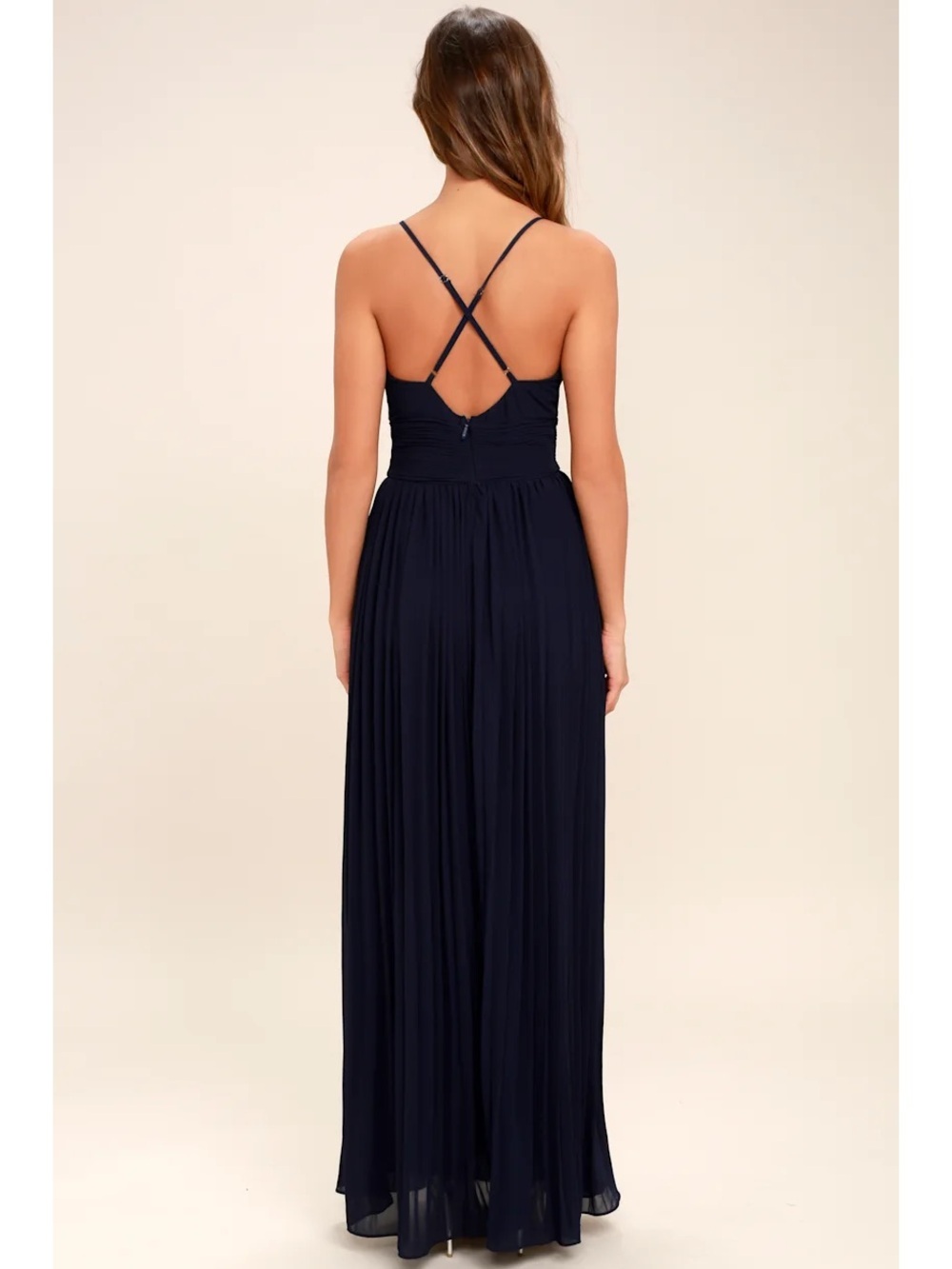Lulus Depths of My Love Navy Blue Pleated Maxi Formal Dress Size XS - Picture 2 of 10